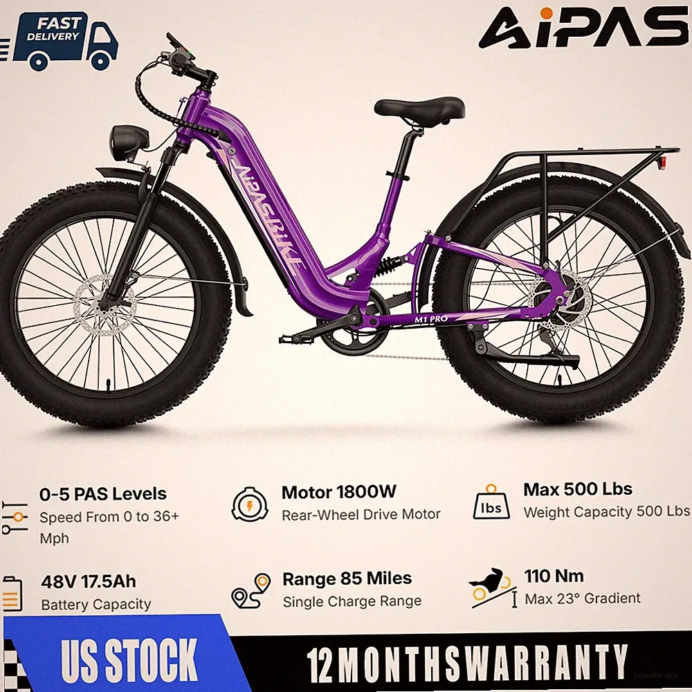 1800W 48V Electric Bike Mountain Bicycle e bike 26" Fat Tire 36MPH for Adult US