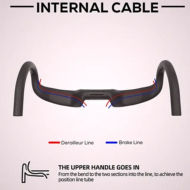 Carbon Gravel Bike Handlebar Road Bicycle Drop Bar Rise 30mm Internal Cable