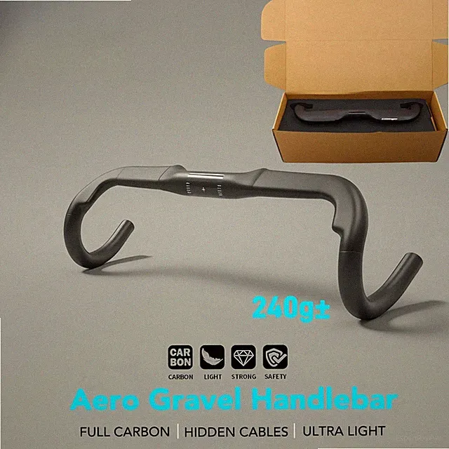Gravel Bike Handlebars Carbon Fiber Bicycle Drop Bar Fully Hidden Cable Routing