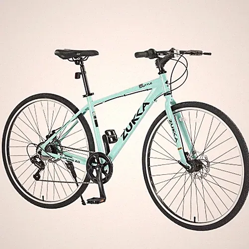 Hybrid Bike 7 Speed Aluminum Alloy Frame Double Disc Brakes City Road Bike Green