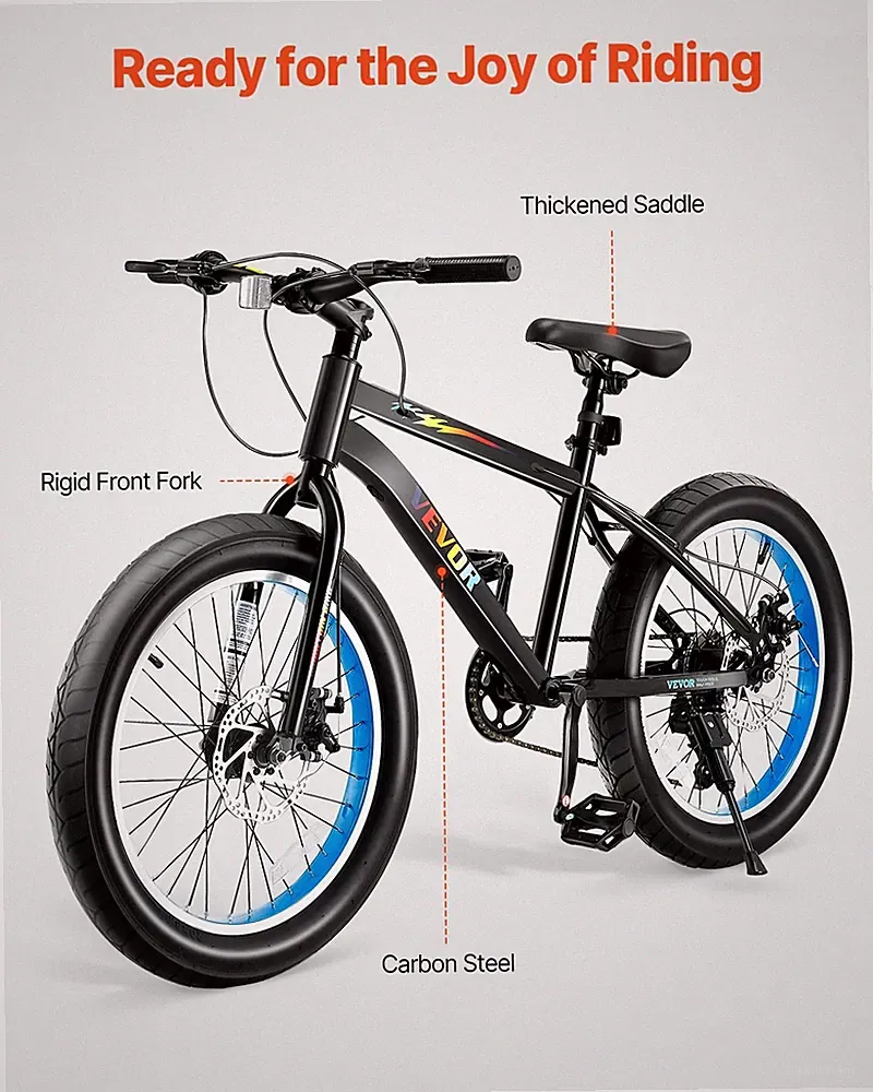 VEVOR Mountain Bike, 20 Inch MTB Bicycle With 7 Speeds SHIMANO Twist Shifting, C